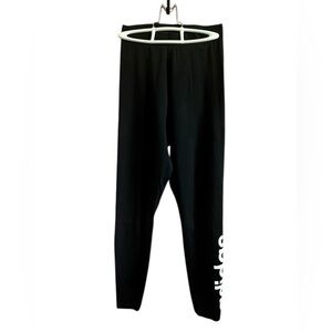 Adidas Essentials Linear Black White Side Logo Training Tight Leggings Sz XS